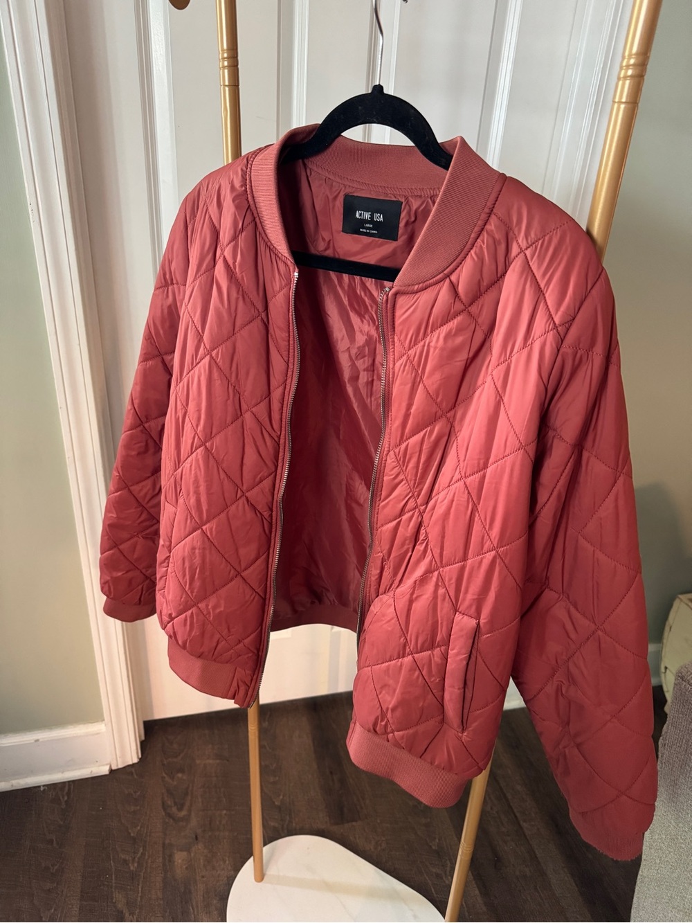 Active USA Quilted Bomber Jacket - Rose